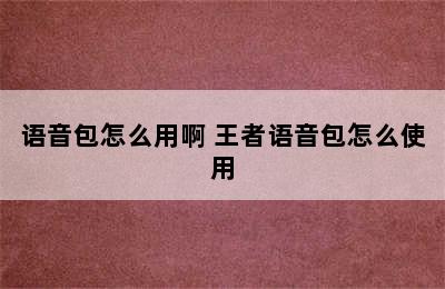 语音包怎么用啊 王者语音包怎么使用